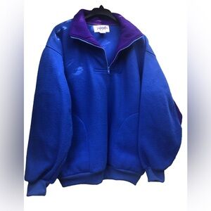 VTG 90s Traxton Fleece Pullover 1/4 Zip Blue Purple L Retro Ski Outdoor Gorpcore